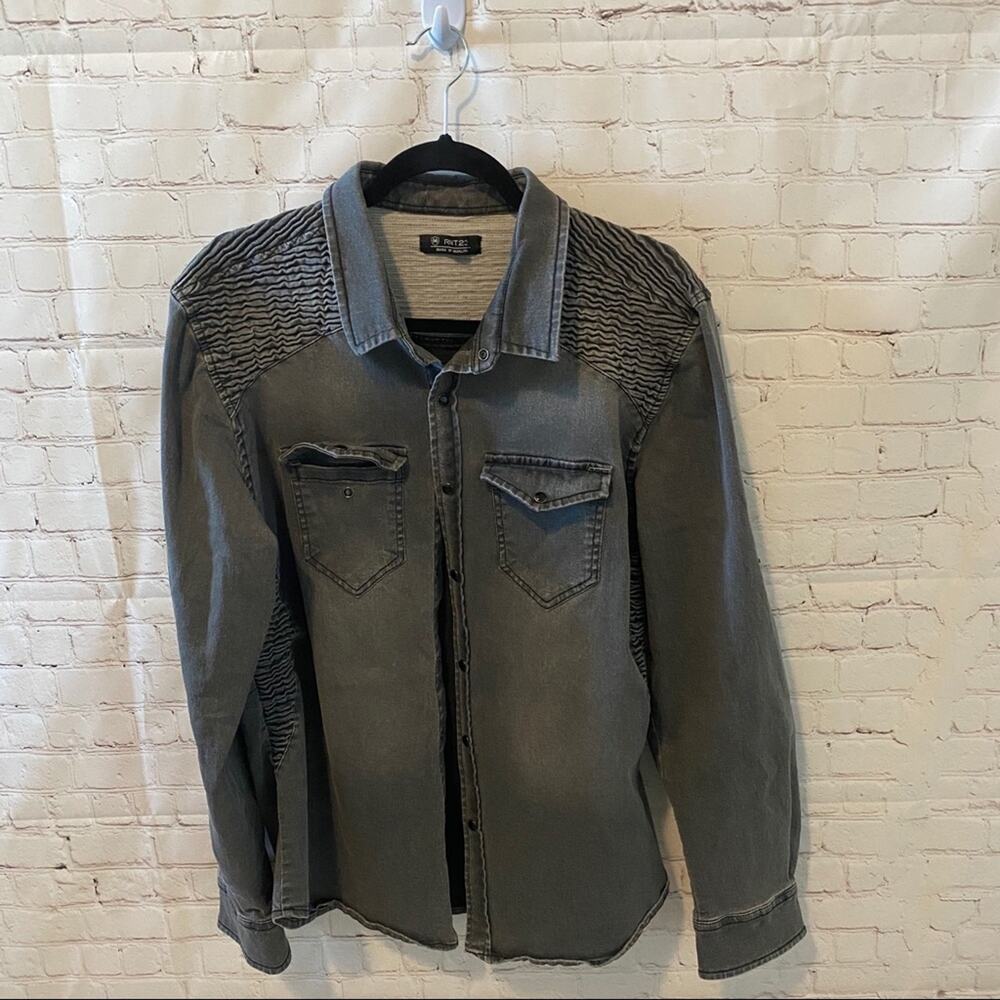 RNT23 Denim Gray Button Down Sz XXL